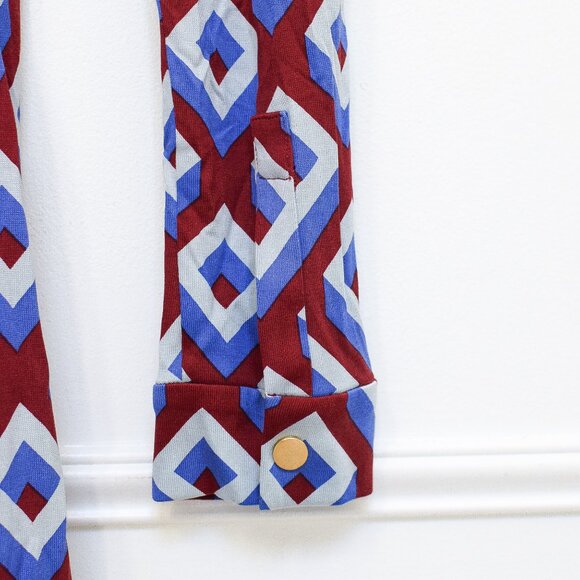 Diane Von Furstenberg Jeanne Silk Red & Blue Geometric Wrap Dress Size 6 Retro - Picture 6 of 12
